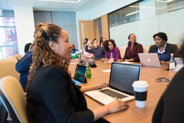 A class of students attending a training session